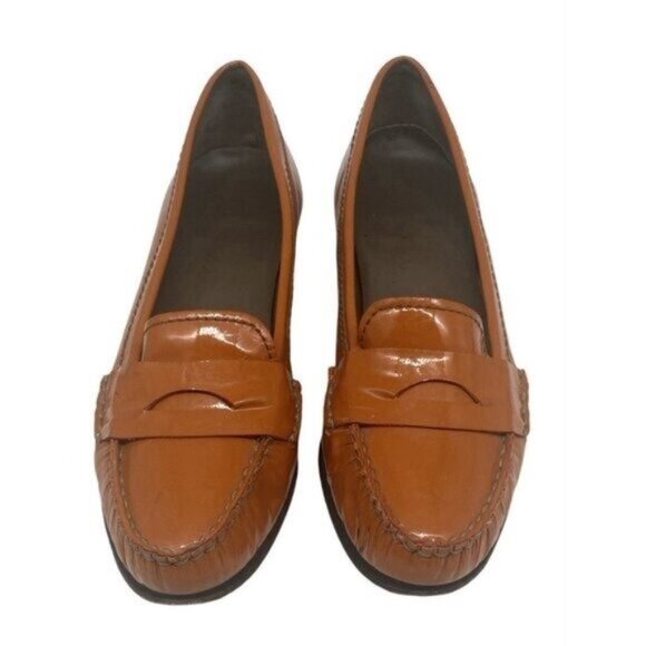 Cole Haan Burnt Orange Patent Leather Loafers Size 7.5 - Picture 2 of 9